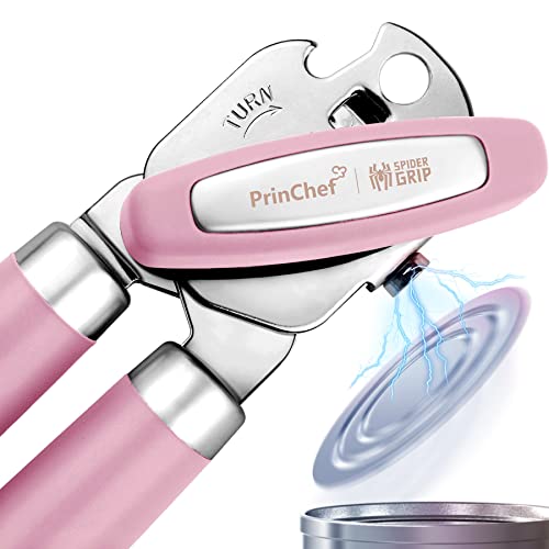 SPIDER GRIP Can Opener, No-Trouble-Lid-Lift Manual Handheld Can Opener with Magnet, Pink - Pink