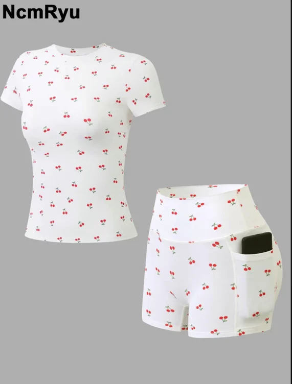 2 piece set women's yoga suit set solid color quick drying short - TikTok Shop