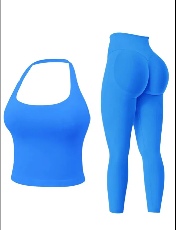 Two-Piece Set Women's Solid Seamless Crop Tank Top & High Waist - TikTok Shop