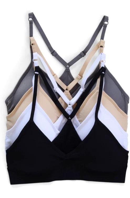 Kalon Women’s 4 Pack Racerback Sports Bralette Seamless Wireless Comfort Bra - Small - Basics