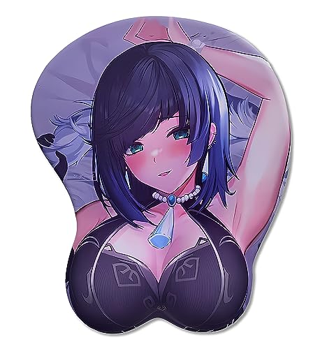 Yelan 3D Anime Mousepads, Genshin Impact Silicone Gel Wrist Ergonomics Gaming Mice Mat, Comic Wrist Rest Support Oppai Mouse Pad (Yelan c) - Yelan c
