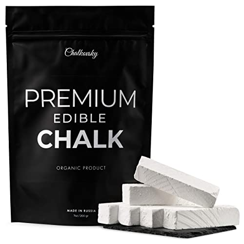 Chalkovsky Premium Edible Chalk - Natural Chalk for Eating - Crunchy Belgorod Chalk Chunks - Russian Organic Chalk for Bone Strength - Zero Additives, No Impurities - White 7oz (200g)