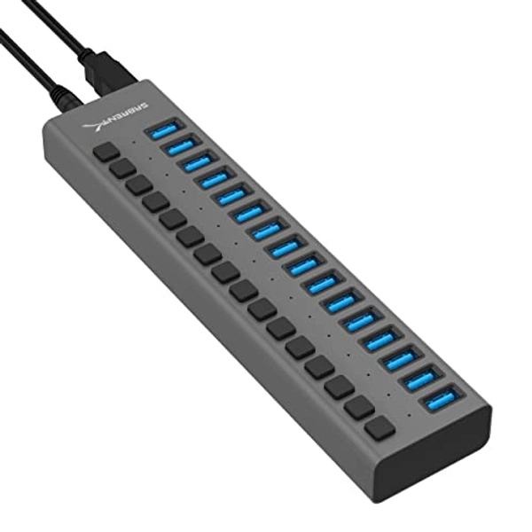 SABRENT 16 Port USB 3.0 Data HUB and Charger with Individual switches [90 Watts] (HB PU16) - 16-port