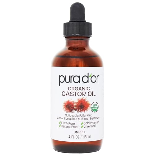 Castor Oil - 100% Pure USDA Certified Cold Pressed, Hexane Free Eyelash & Eyebrow Growth Serum - For Fuller, Thicker Lashes & Brows - Skin & Hair