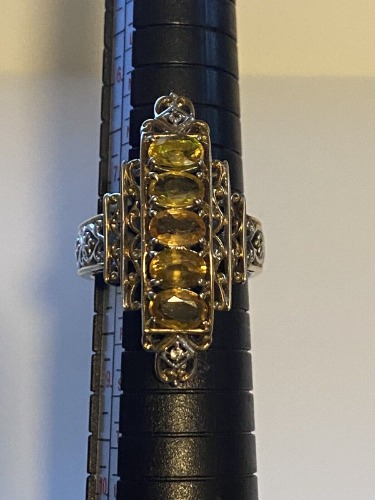 MICHAEL VALITUTTI 5 Citrine Stones Sterling Silver Sz 7.5 Ring