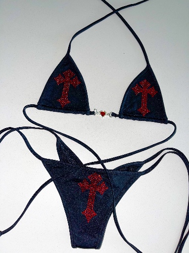Forgive Me Father rhinestone bikini | Medium/Large