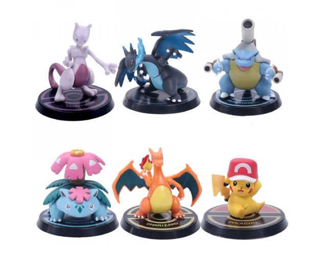AUGEN Pokemon Action Figure Limited Edition for Car Dashboard, Decoration, Cake, Office Desk & Study Table (9cm)(Pack of 6)