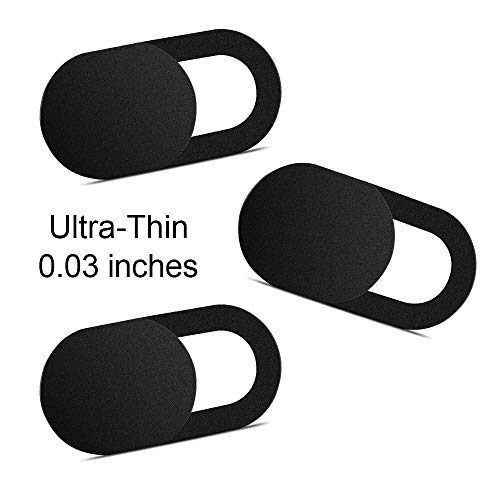 Webcam Cover 0.03in Ultra Thin (3 Packs), iRush Web Camera Cover for Laptop, Desktop, PC, Macboook Pro, iMac, Mac Mini, Computer, Smartphone, Protect Your Privacy and Security, Strong Adhesive - Black, 3 Packs