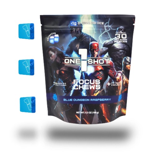 Blue Dungeon Raspberry Focus Chews | Nootropics, Vitamins & Immunity (30 Pieces) | Inspired by New Rockstars