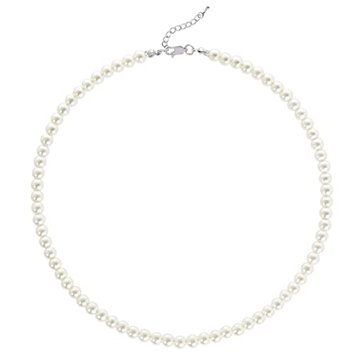 BABEYOND Round Imitation Pearl Necklace Wedding Pearl Necklace for Brides White - Diameter of Pearl 6mm/0.24inches