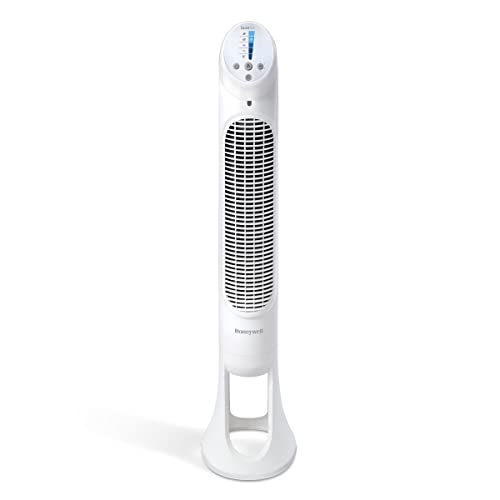 Honeywell HYF260WC QuietSet® Whole Room 40” Tall Tower Fan Home, Bedroom, Office, 75° Oscillation, Remote Control, 5 speeds, Slim Profile, Auto Shut-Off, Portable, Easy-to Use Controls, White - White - 5 Speed - Tower Fan