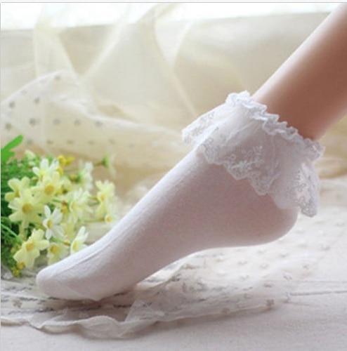 Lace Ruffle Socks | White