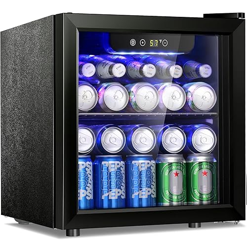 Antarctic Star 12 Bottle/48 Can Beverage Refrigerator, Wine Cooler/Cabinet, Mini Drink Fridge, Clear Front Glass Door Counter Top Red Cellar Beer Soda Bar Quiet Compressor Freestanding 1.3 cu.ft. - Black - 1.3cu.ft