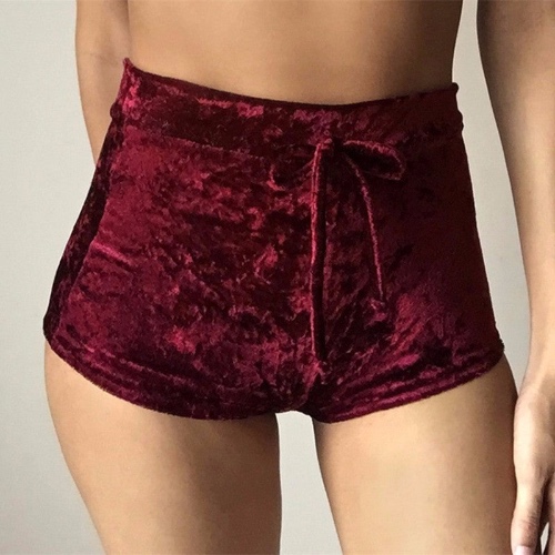 Vevet Velour Shorts - Red / S