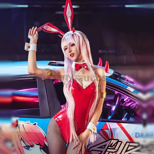 Darling in the franxx Zero Two Bunny Ver. Bunny Girl Leather Coat Sets Cosplay Costume - S