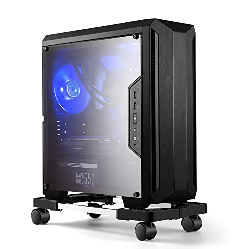Computer Tower Stand, Adjustable Mobile CPU Stand with 4 Rolling Caster Wheels, PC Tower Stand Fits Most PC Under Desk-Black - Black