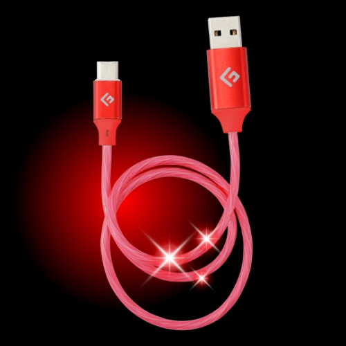 USB-C/USB-A With LED Light | High-Speed Charging + Sync - Red