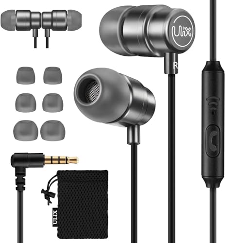UliX RIDER Wired Earbuds In-Ear Headphones, Earphones with Microphone, 5 Years Warranty, with Anti-Tangle, Reinforced Cable, 48 Ω Driver Bass, Ear Buds for iPhone, iPad, Samsung, Computer, Laptop - 3.5 mm