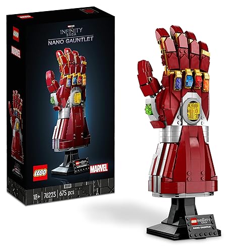 LEGO 76223 Marvel Nano Gauntlet, Iron Man Model with Infinity Stones, Avengers: Endgame Film Set for Adults, Collectable Memorabilia, Gift Idea for Men, Women, Husband, Wife, Him & Her - Single