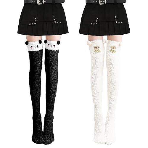 MININUSI 2 Stück Knie Socken, Beinwärmer, Einheitsgröße Gestrickte Strümpfe, Kniestrümpfe, Oberschenkelhohe Socken, Oberschenkelstrümpfe, Überkniestrümpfe, Overknee Strümpfe für Damen und Mädchen