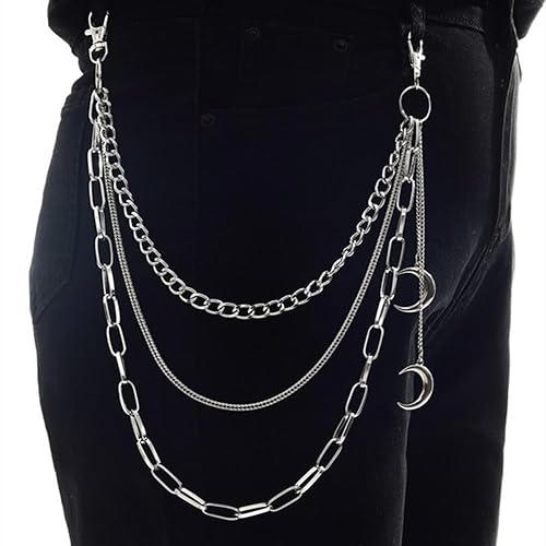 OOTSR Punk Damen Hosenkette, der Mond Jeanskette Hose Kette Hip Hop Kette für Mädchen/Damen Hose
