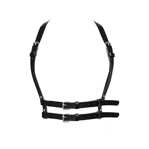 TOFBS Punk Leder Körperkette Harness Gürtel Körper Brust Kette Schwarz Gothic Weste Gürtel Verstellbare Körperschmuck für Frauen Mädchen Cosplay Party Rave Halloween Kostüm - #1