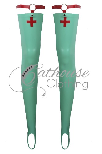 Clinic Goddess stockings | X-large / Jade green & red