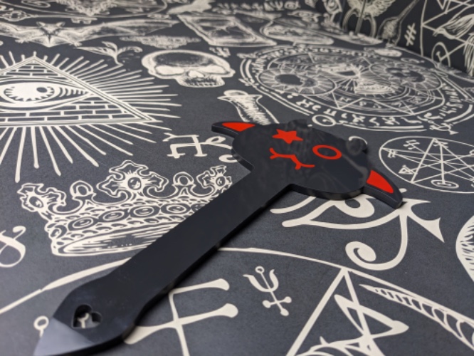 BDSM Acrylic spanking paddle bat wing devil - novelty cute - Black and red