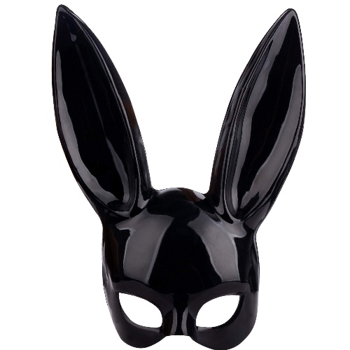BOICXM Bunny Mask, 14x7 Inches Black Bunny Mask Women Masquerade Rabbit Mask Long Ears Rabbit Bunny Party Mask for Halloween Easter Eve Party Costume Accessory, M