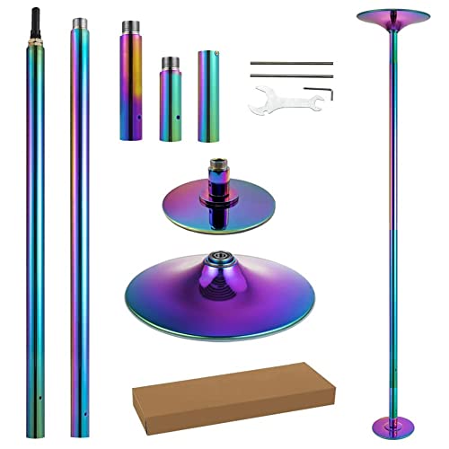 PRIORMAN Pole Dancing Stange für Zuhause – 45 mm drehbarer Tanzstock mit Verlängerung, tragbarer Tanzstock, ideal für Schlafzimmer, Pole Dance Studio und Pole Fitness - Colorful
