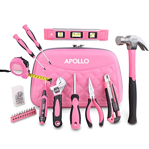 Apollo 21-teiliges Pinkes Werkzeug in einer Stylischen Werkzeugtasche mit Reisverschluss für die Frau im Haus - 21 Teile