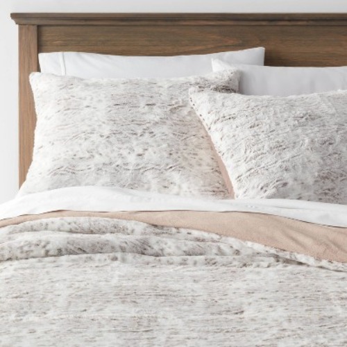 Snow Leopard Faux Fur Textured Comforter & Sham Set - Threshold™
