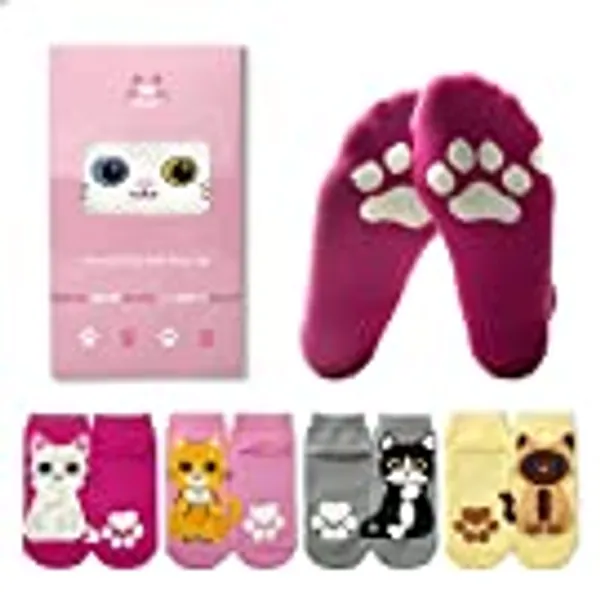 Cat Socks for Cat Lovers, Women Athletic Ankle Fun Cotton Socks Women with Cute Kitty Patterns, Gift Box for Birthday
