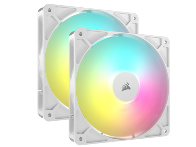 CORSAIR RS140 ARGB PWM 140mm Fans Dual Pack - White - Simplified Control - Daisy-Chain 4-Pin PWM and +5V ARGB Connections - Concentrated AirGuide Cooling - Magnetic Dome Bearing