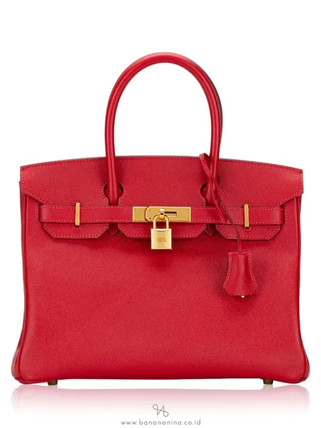 HERMES Epsom Birkin 30 Rouge Casaque