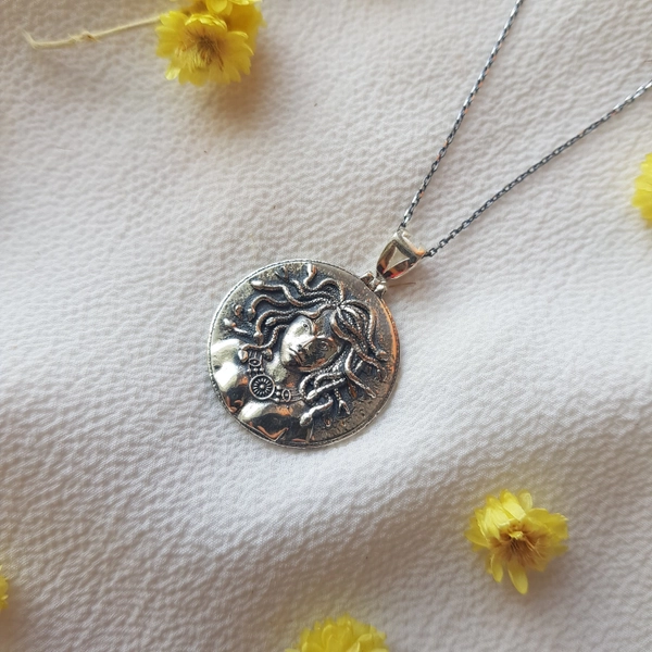 Medusa Necklace, 925 Sterling Silver Pendant
