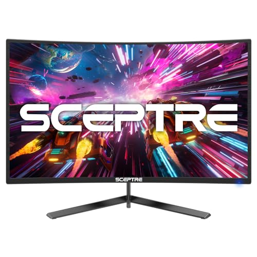 Sceptre 24-inch Curved Gaming Monitor 1080p up to 165Hz DisplayPort HDMI 99% sRGB, AMD FreeSync Build-in Speakers Machine Black (C248B-FWT168) - 24" Curved Gaming 165Hz