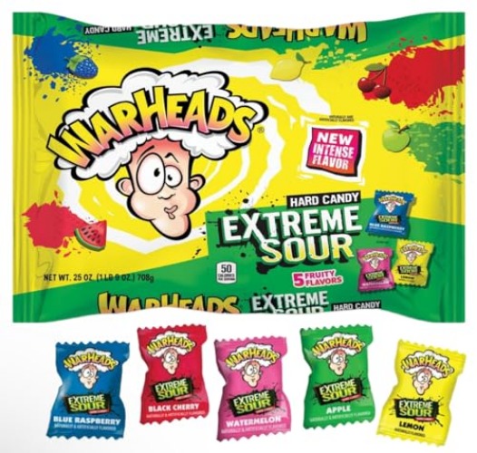 Generic Warhead's Extreme Sour Hard Candy Assortment, Individually Wrapped Hard Candies - 25 oz Bag
