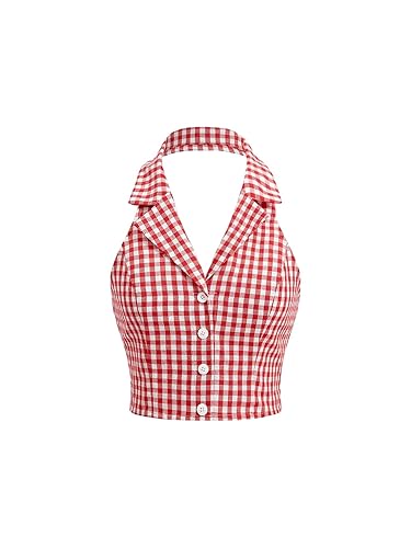 Red Gingham Halter Top