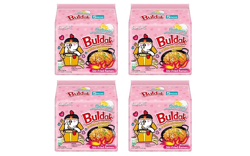 Samyang Buldak Carbonara Hot Chicken Ramen Noodles HALAL 650 g (130 g x 20), by CNMART, 20 Count (Pack of 1) (Pack of 1)