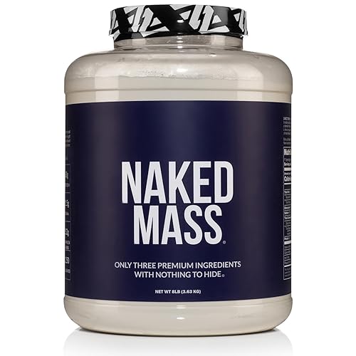 Naked Mass - Natural Weight Gainer Protein Powder - 8 LB Bulk, GMO Free, Gluten Free & Soy Free. No Artificial Ingredients - 1,250 Calories per Serving - Unflavored - 8 Pound (Pack of 1)