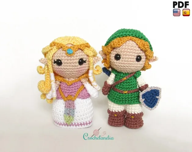 PDF: Zelda and Link inspired amigurumi doll - crochet pattern by Crochelandia