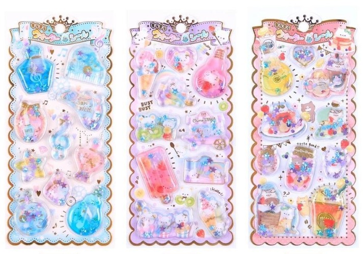 Liquid Glitter Stickers - 3 Pieces
