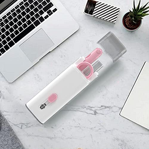 7-in-1 Electronics Cleaner Kit, Keyboard Cleaning Brush Computer Earphone Cleaning Tools, Electronic Cleaner Box for PC Monitor/TV/Phone/Computer/Earbuds/Bluetooth Headphones (Pink)