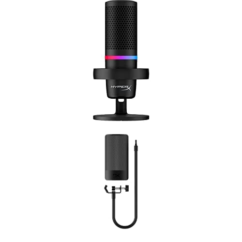 Bundle of HyperX DuoCast – RGB USB Condenser Microphone for PC, PS5, PS4, Mac, Low-Profile Shock Mount, Cardioid, Omnidirectional, Pop Filter, Gain Control + HyperX Shield Microphone Pop Filter - Bundle - DuoCast