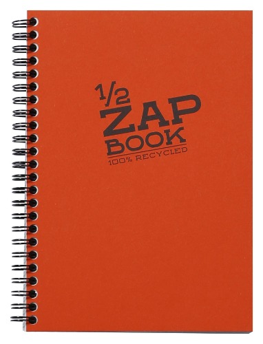 Clairefontaine 8349C Skizzenblöck ZAP Book ½ mit Spiralbindung (DIN A5: 14,8 x 21cm, 80 Blatt, 80g, Recycling Papier) 1 Stück, farbig sortiert - 
