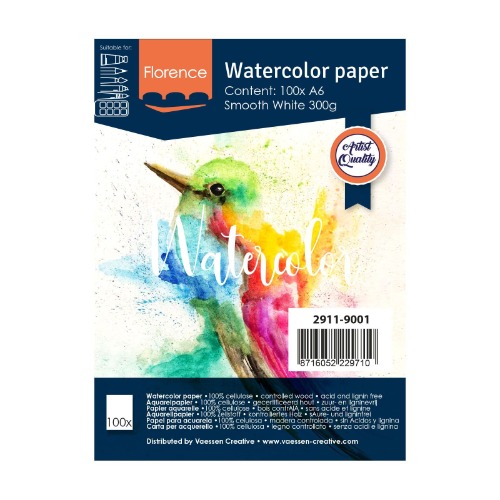 Florence Aquarellpapier smooth A6 300g Weiß 100pcs - 