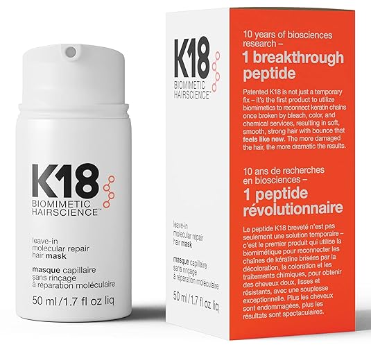 K18 Leave-In Molecular Hair Mask, Repairs Dry or Damaged Hair, Reverse Hair Damage from Bleach, Color, Chemical Services & Heat - 50 ml