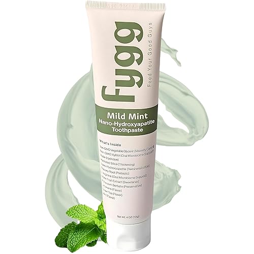 Fygg Fluoride Free Toothpaste, Nano Hydroxyapatite (Mild Mint) | Dentist Recommended - for Remineralizing, Whitening, & Sensitive Teeth - Premium Tooth Paste for Adults & Kids Oral Care (4oz) - Mild Mint
