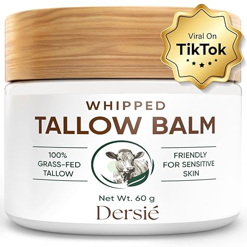 Whipped Beef Tallow Balm for Skin: Tallow Face Moisturizer with Australia Emu Oil, Blue Cypress, Sandalwood Oil –Fresh Natural Scent - Eczema Relief - Suitable for Sensitive Skin - 2.12 OZ